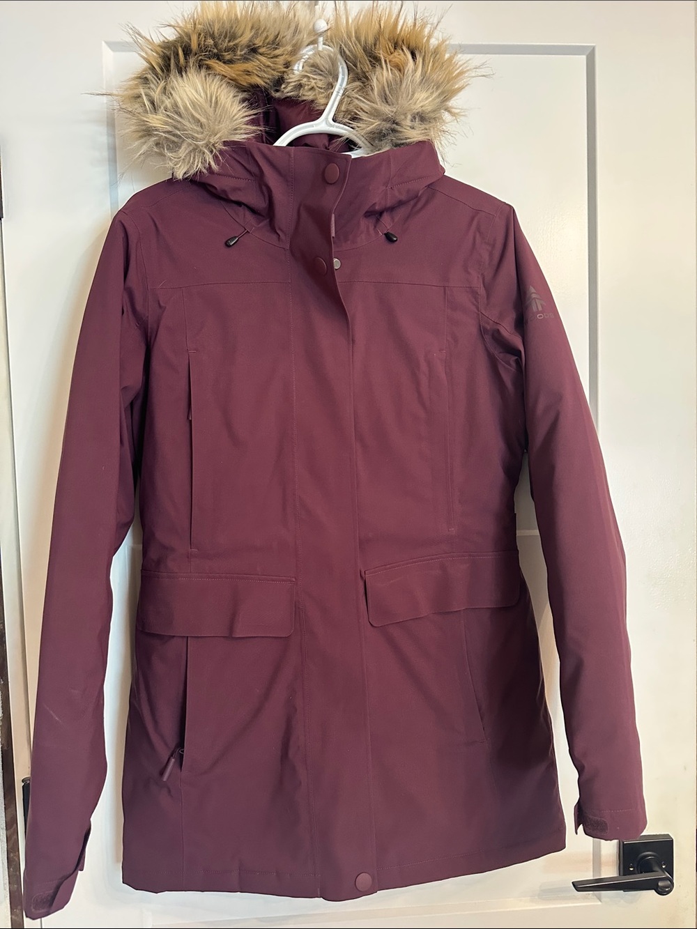 Woods Maroon Parka with Faux Fur Hood